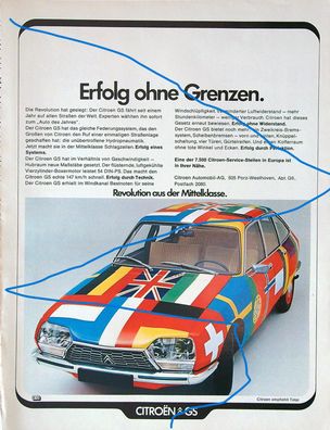 Originale alte Reklame Werbung Citroen GS v. 1972