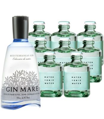 Gin Mare & 8 x Match Mediterranean Tonic Set (42,7 % vol, 2,3 Liter) (42,7 % vol, hid