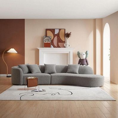 Grauer Fünfsitzer Luxus Sofa Große Wohnlandschaft Moderne Möbel Neu