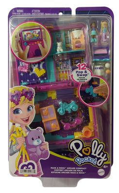 Mattel HCG15 Polly Pocket Tiny is Mighty, Race & Rock Arkade Schatulle mit Micro