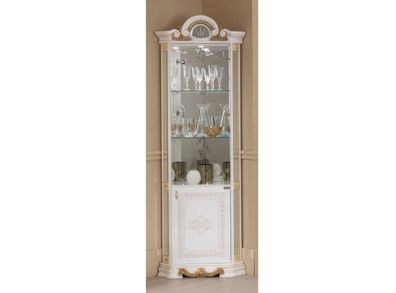 Eckvitrine Betty in weiss gold Barock