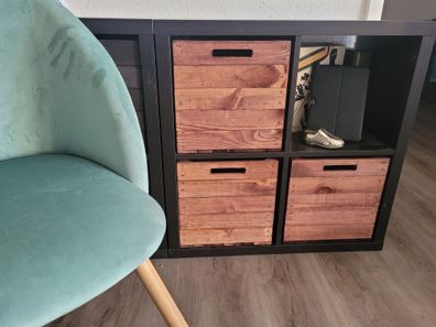 3er set Holzkiste Holzbox Vintage Ocker passend für Ikea Kallax und Expeditregale