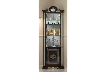 Eckvitrine Betty in schwarz gold Barock