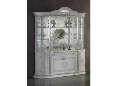 Vitrine 4-türig New Venus in weiss silber barock