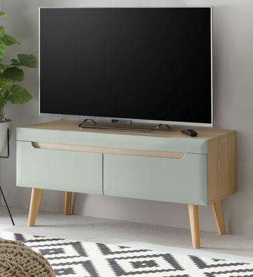 TV-Lowboard Fernsehtisch in Pistazie Eiche Flat TV Unterschrank Isgard 107 x 50 cm