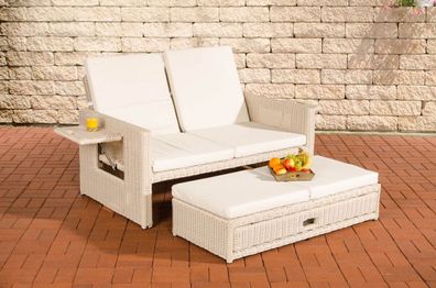 Polyrattan 2er Lounge Sofa perlweiß Gartensofa Couch Lounge Terrasse Outdoor NEU
