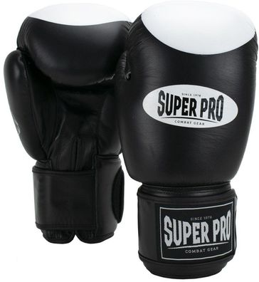 Super Pro Combat Gear Boxer Pro Boxhandschuhe Klettverschluss Schwarz/ Weiß