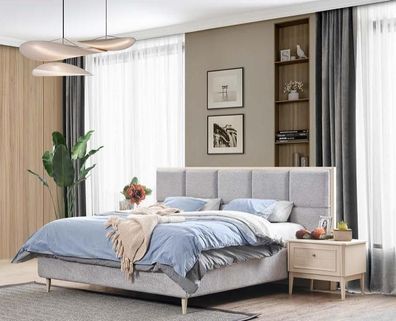 Design Schlafzimmer Set Bett + 2x Nachttische Luxus Doppel Ehebett