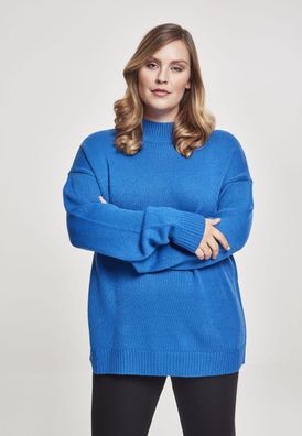 Urban Classics Damen Pullover Ladies Oversize Turtleneck Sweater Brightblue