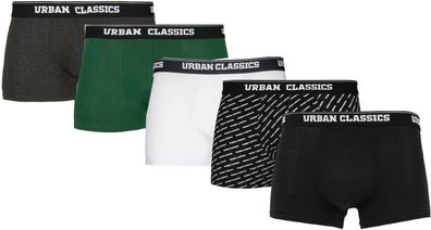 Urban Classics Boxershort Boxer Shorts 5-Pack White + Dgrn + Char. + Logo Aop + Black