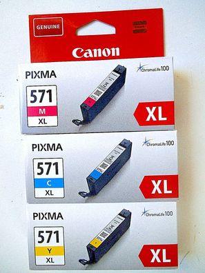 CANON CLI-571XL cyan magenta gelb Pixma MG5750 MG7750 Original No. 571 XL (3) !