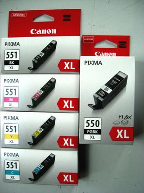 CANON CLI-551XL BK/ C/ M/ Y + PGI-550XL PIXMA IP7250 MX925 MG6350 Original Neu (5)!