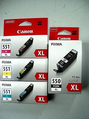 CANON CLI 551XL C/ M/ Y PGI 550XL schwarz, PIXMA IP7250 MX925 MG6350 4er Set
