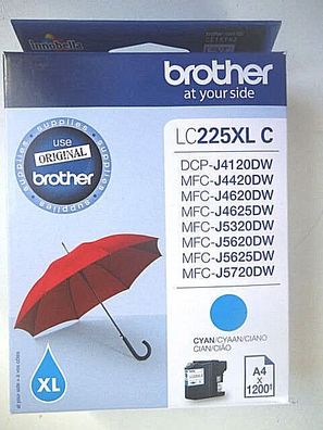 Brother LC225XL-C, Tintenpatrone cyan MFC J4420 MFC J5720 DCP J4120 Original !