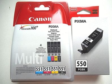 CANON CLI-551 BK/ C/ M/ Y PGI-550 BK, PIXMA IP7250 MX925 MG6350, Original Neu (5)