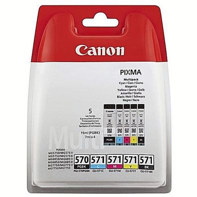 CANON CLI-571 cyan magenta gelb schwarz, PGI-570 Pixma MG5750 6800, 571 570 (5)