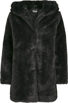 Urban Classics Kinder Mantel Girls Hooded Teddy Coat Black