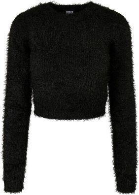 Urban Classics Damen Ladies Cropped Feather Sweater Black