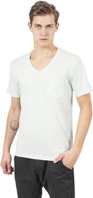 Urban Classics T-Shirt Melange V-Neck Pocket Tee Mint/ White