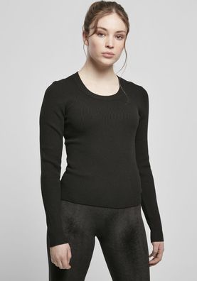 Urban Classics Damen Sweatshirt Ladies Wide Neckline Sweater Black