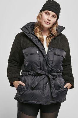 Urban Classics Damen Jacke Ladies Sherpa Mix Puffer Jacket Black