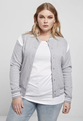 Urban Classics Damen Jacke Ladies Organic Inset College Sweat Jacket Grey/ White