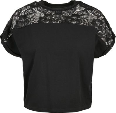 Urban Classics Damen T-Shirt Ladies Short Oversized Lace Tee Black