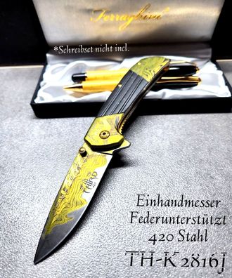 Einhandmesser Federunterstützt TH-K2816J GOLD | 420 Edelstahl 19,9cm lang