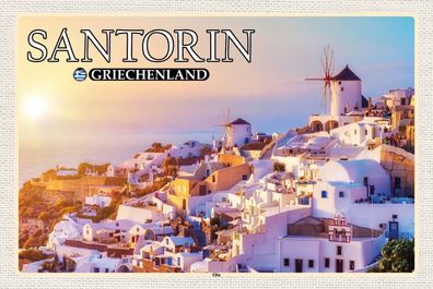 Top-Schild m. Kordel, versch. Größen, Santorin, Griechenland, OIA, Dorf, neu & ovp