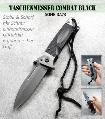 KaSul®| Taschen Messer Combat DA 73 Black Klappmesser Einhandmesser Survival