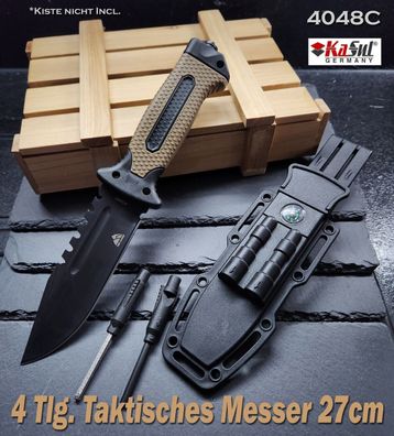 KaSul®| Taktisches 4Tlg. Buschmesser 4058C Beige Jagdmesser Bowie Knife Hunting