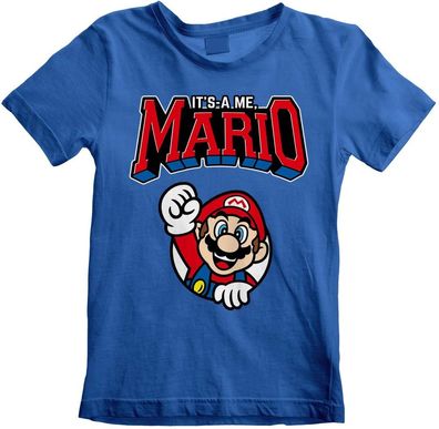 Nintendo Super Mario - Mario Varsity (Kids) Jungen Kinder T-Shirt Blue