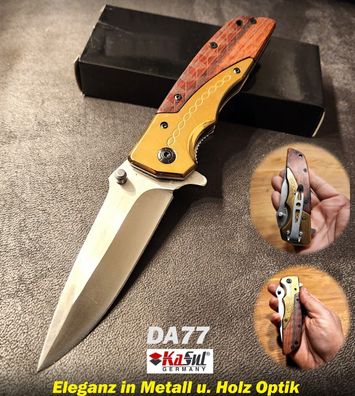 KaSul®| Taschenmesser DA77- Gold Farbe+ Holz Klappmesser Camping Outdoor Messer
