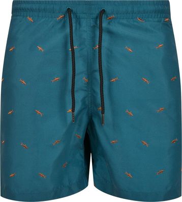 Urban Classics Embroidery Swim Shorts Shark/ Teal/ Toffee