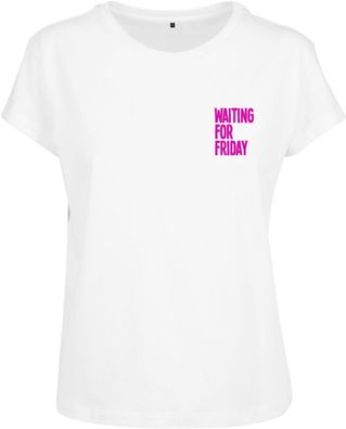 Mister Tee Female Shirt Ladies Waiting For Friday Box Tee White/ Pink