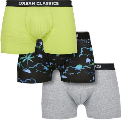 Urban Classics Boxershort Boxer Shorts 3-Pack Island Aop/ Lime/ Grey