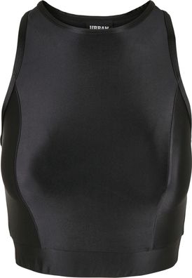 Urban Classics Damen Ladies Cropped Shiny Top Black