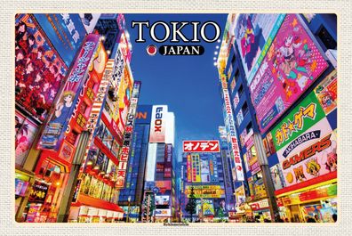 Top-Schild m. Kordel, versch. Größen, TOKIO, Japan, bunte Reklamewelt, neu & ovp