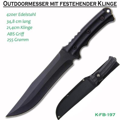 Outdoormesser K-FB-197 Messer 34,8cm Fingerchoil Gürtelmesser Nylonetui Öse