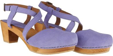 Sanita Clogs Damen Sandale Wood- Linja Square Flex Sandal Purple