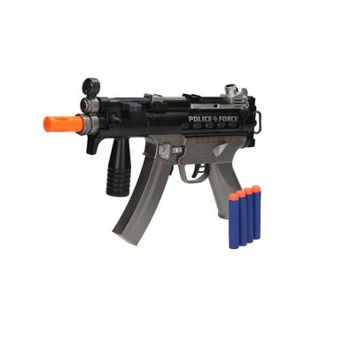 Toi-Toys - Polizei-Pistole MP5K Gun mit Schaumstoffpfeilen Licht Vibration Sound