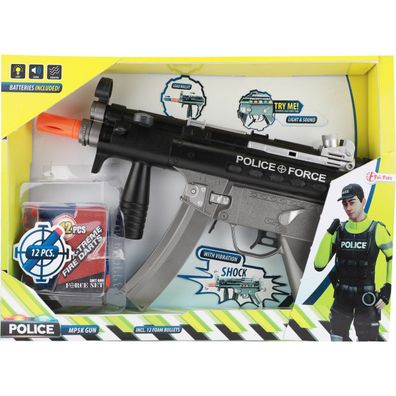 Toi-Toys - Polizei-Pistole MP5K Gun mit Schaumstoffpfeilen Licht Vibration Sound