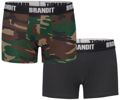 Brandit Boxershorts Logo 2er Pack in Woodland + Black