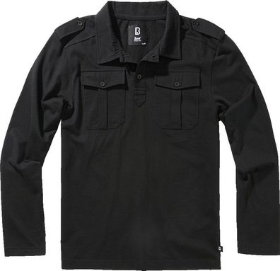 Brandit Herren T-Shirt Jersey Poloshirt Willis longsleeve Black