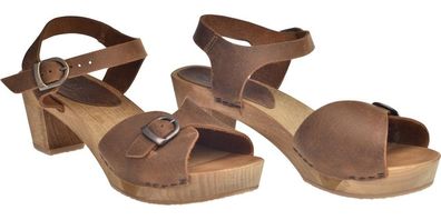 Sanita Clogs Damen Sandale Wood-Tiana Square Flex Sandal Chestnut
