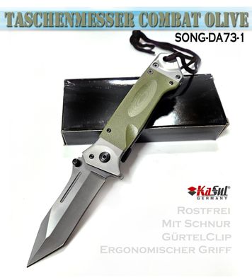 KaSul®| Taschen Messer Combat DA73-1 | Olive Klappmesser Einhandmesser Survival
