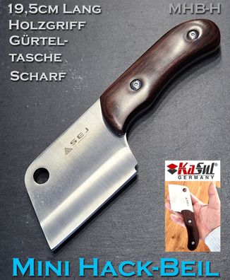 KasSul®| Mini Hack Beil 19cm Lang Messer | Holzgriff Scharf Camping Outdoor SEJ
