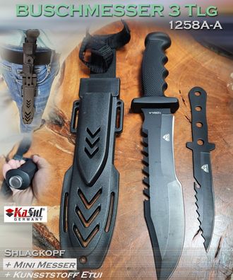 KaSul®| Buschmesser 3 Tlg. 1238A-A Schlagkopf Jagdmesser Bowie Knife Hunting DHL