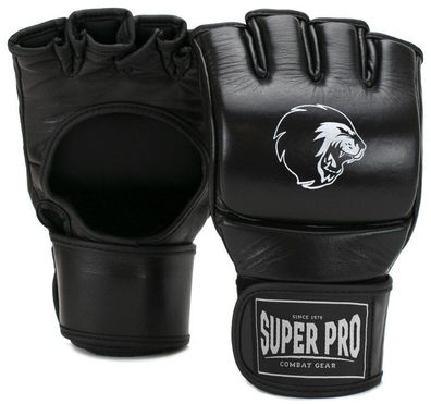 Super Pro Combat Gear Slugger MMA Handschuhe Leder Schwarz/ Weiß