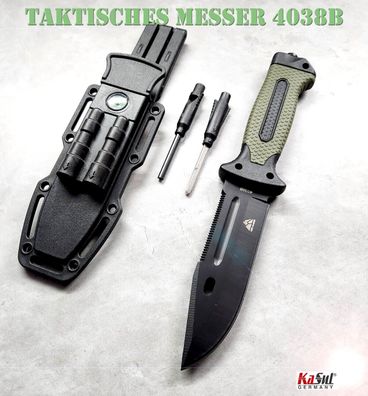 KaSul®| Taktisches 4Tlg. Buschmesser 4038B Grün Jagdmesser Bowie Knife Hunting